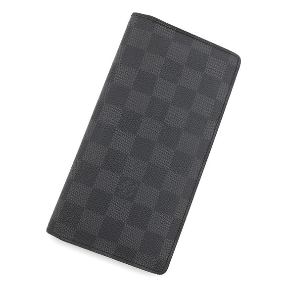 Louis Vuitton Black Graphite Wallet Black Long Portefeuille Damier Brazza - Picture 1 of 8